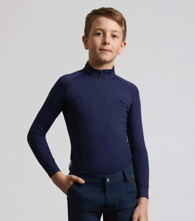 Premier Equine Junior Ombretta Technical Riding Top in Navy