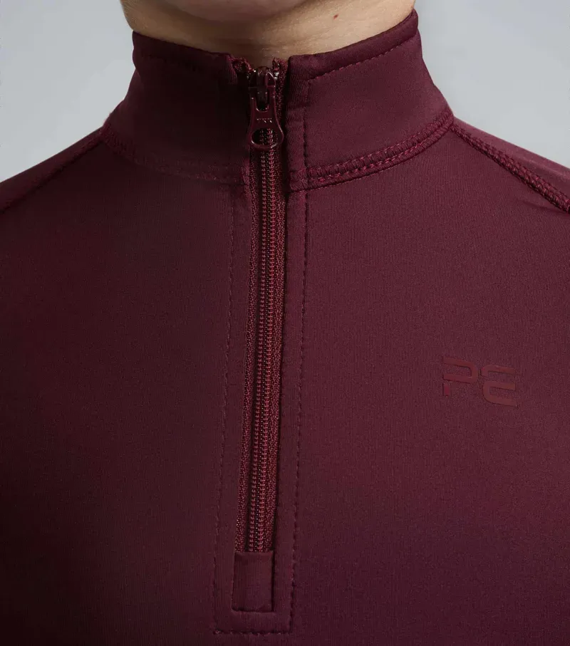 Premier Equine Junior Ombretta Technical Riding Top in Wine-2