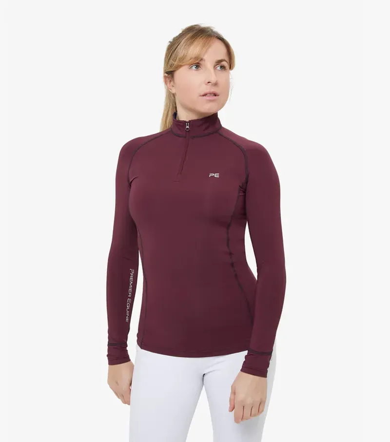 Premier Equine Ladies Ombretta Technical Riding Top in Wine-1