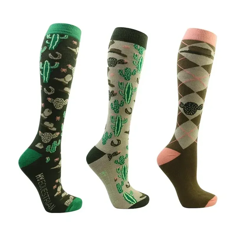 Hy Equestrian Pack Of 3 Size 4-8 Wild Wild West Socks in Insense/Hazel