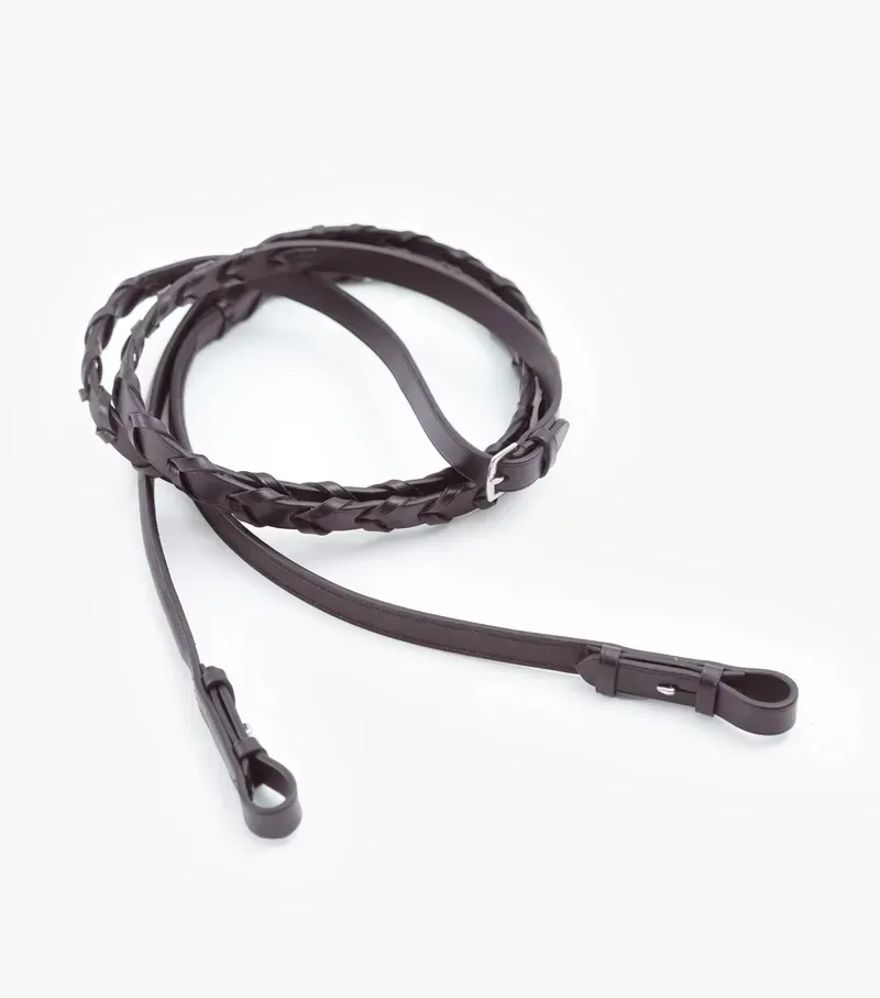 Premier Equine Pietro Laced Reins in Brown-2