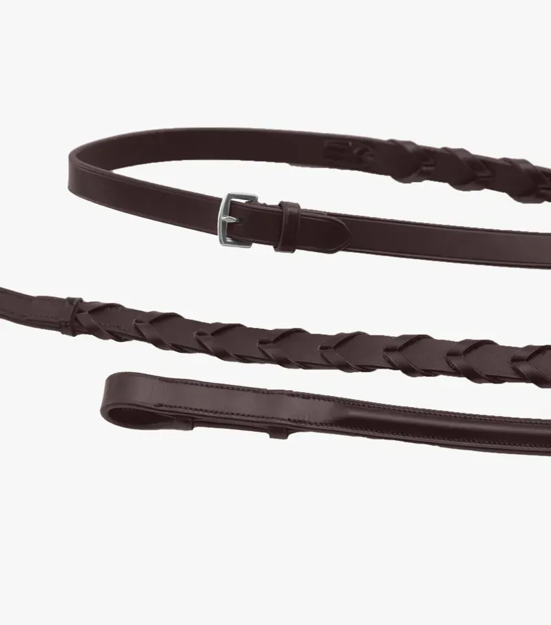 Premier Equine Pietro Laced Reins in Brown-4