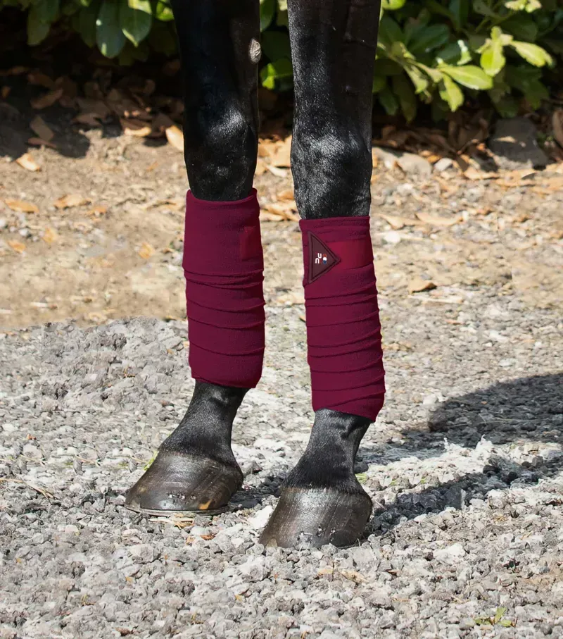 Premier Equine One Size Horse Polo Fleece Bandages in Burgundy-1