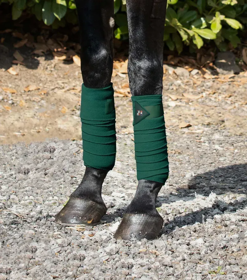 Premier Equine One Size Horse Polo Fleece Bandages in Green-1