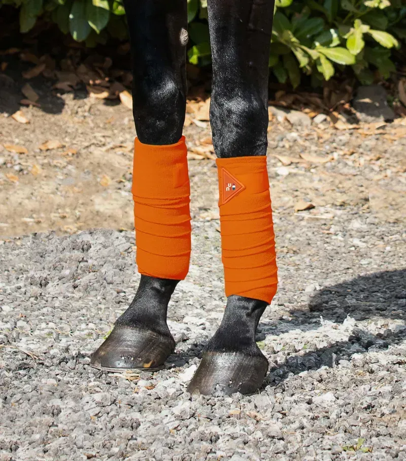 Premier Equine One Size Horse Polo Fleece Bandages in Orange-1