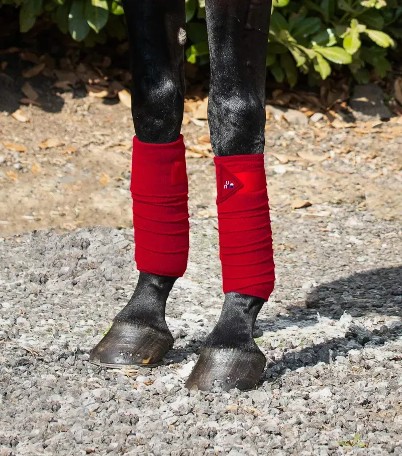Premier Equine One Size Horse Polo Fleece Bandages in Red-1