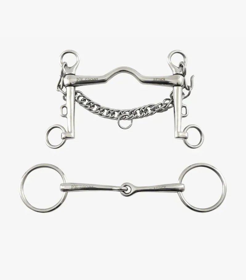 Premier Equine Port Mouth Weymouth Bit Set in Silver
