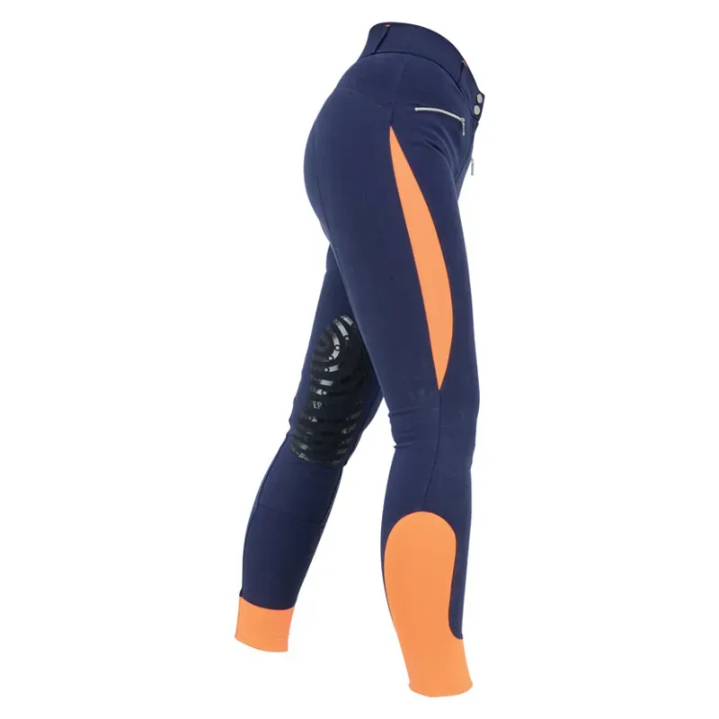 Hy Performance Sports Active Ladies Breeches in Navy/Orange