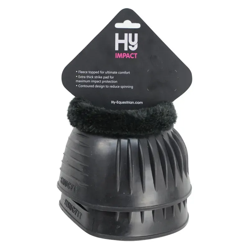 Hy Equestrian SnugFit Fleece Topped Over Reach Boots in Black-1