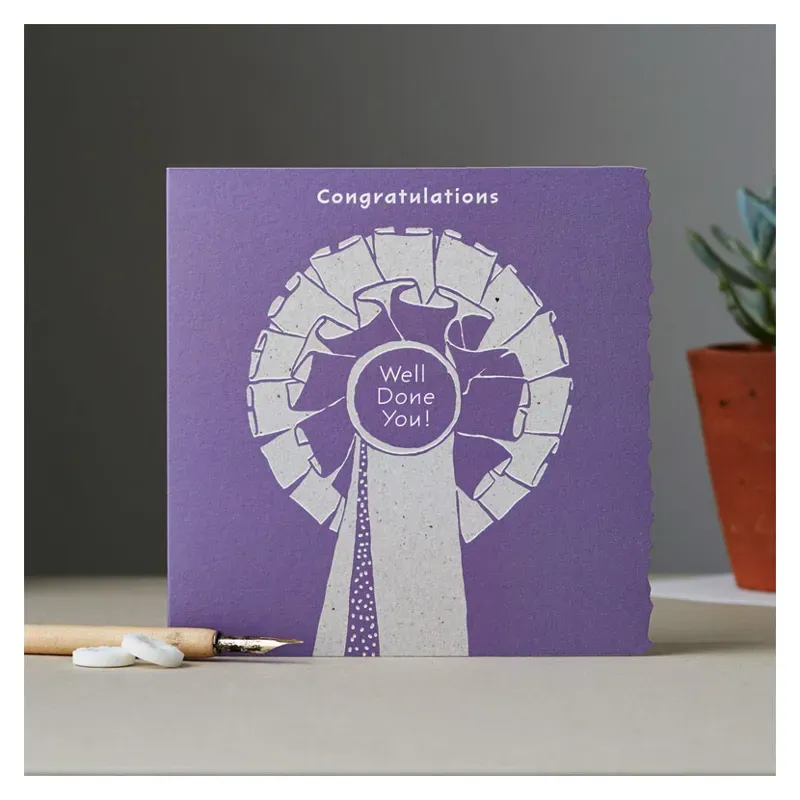 Deckled Edge Colour Block Pony Card - Congratulations