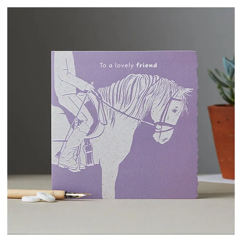 Deckled Edge Colour Block Pony Card - Lovely Friend