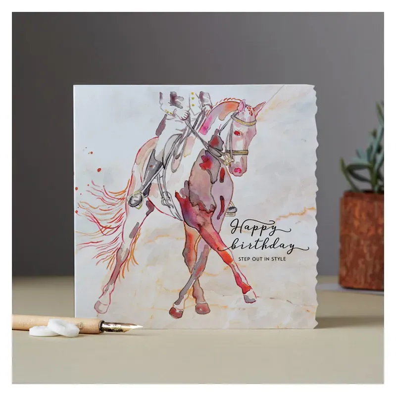 Deckled Edge Fanciful Dolomite Card - Dressage Horse