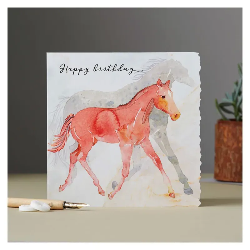 Deckled Edge Fanciful Dolomite Card - Happy Birthday Foal