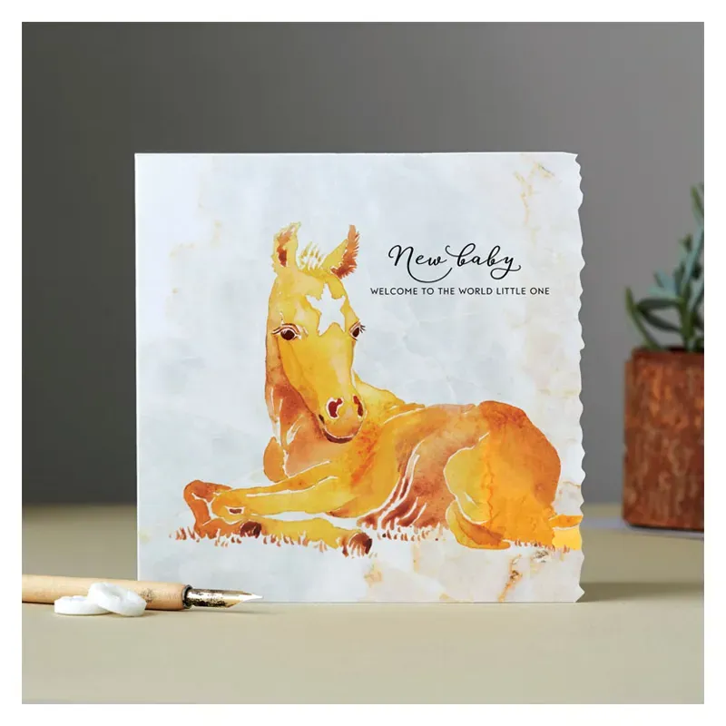 Deckled Edge Fanciful Dolomite Card - New Baby