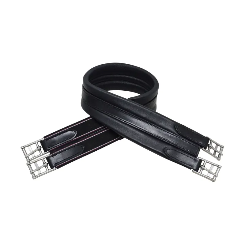 Hy Equestrian Leather Padded Atherstone Girth - Elasticated
