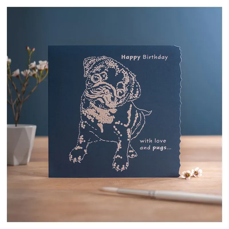 Deckled Edge Colour Block - Happy Birthday - Pug