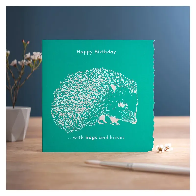 Deckled Edge Colour Block - Happy Birthday - Hogs Kisses