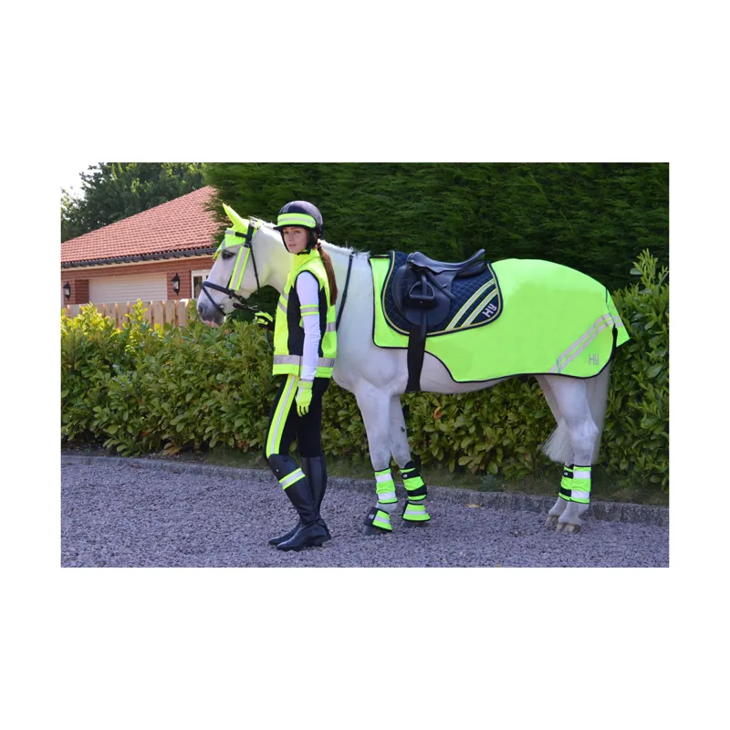 Reflector Quarter Mesh Exercise Sheet By Hy Equestrian - - Yellow-1