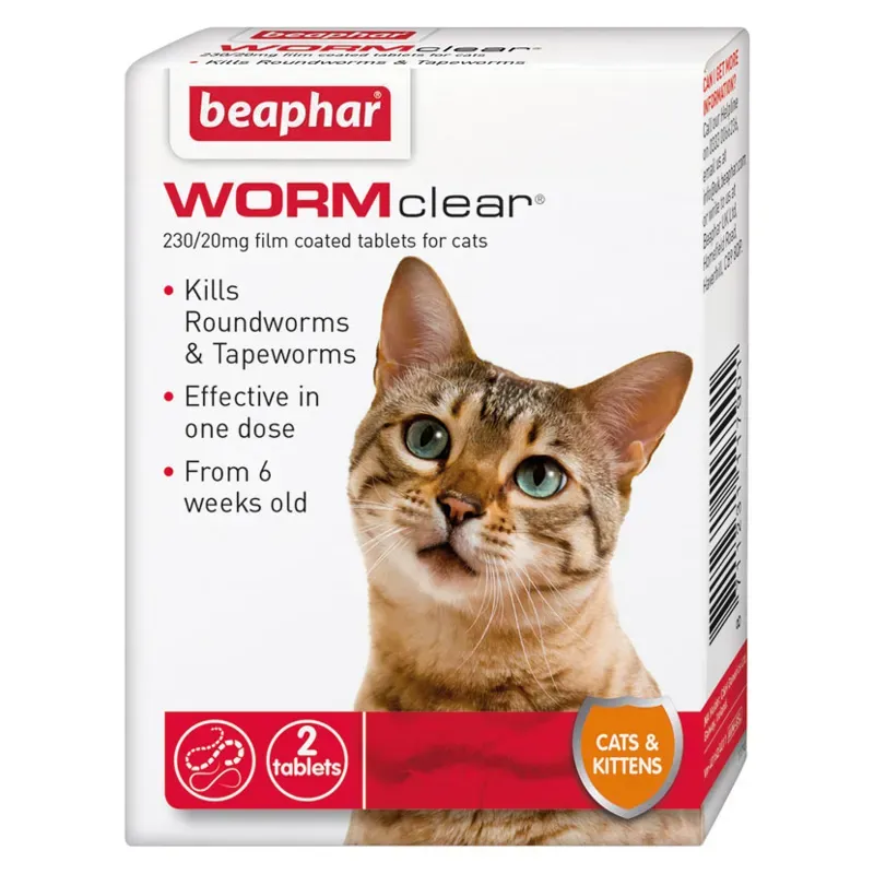 Beaphar 2 Tablets WORMclear Cat in White