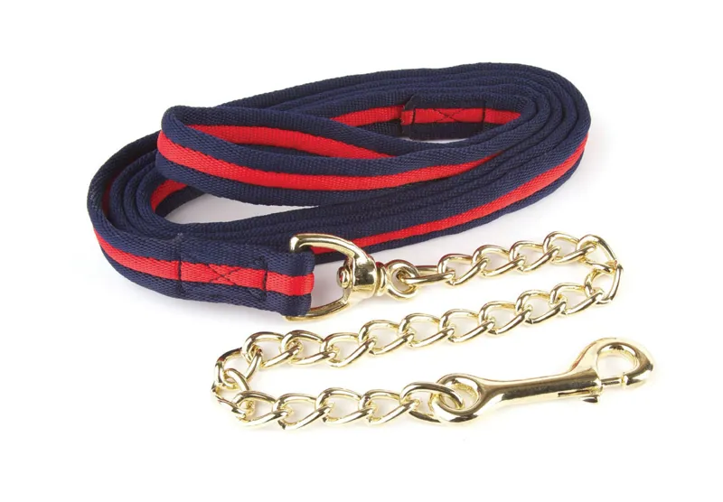 Hy Soft Webbing Lead Rein With Chain - Navy/ Red Navy/Red