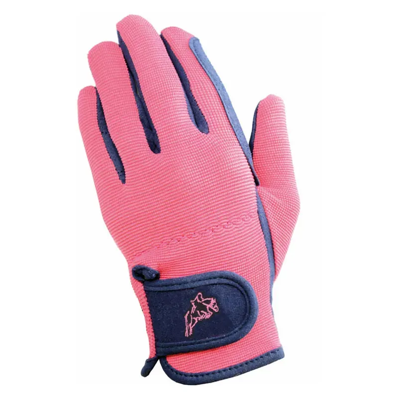 Hy Equestrian Children's Riding Gloves in Navy/Raspberry