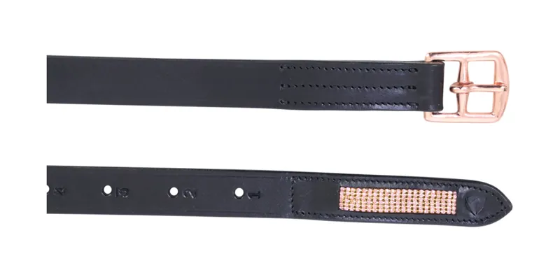 Hy Equestrian Rosciano Rose Gold Stirrup Leathers - - Black/Rose Gold
