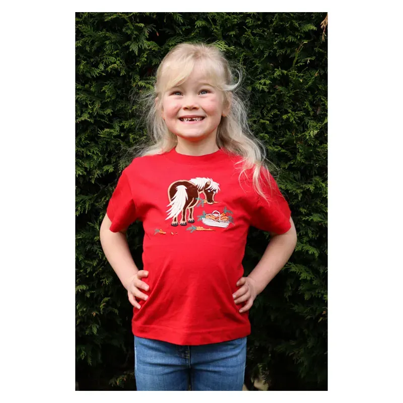 British Country Collection Age 1-2 Carrot Pony Childrens T-Shirt in Red