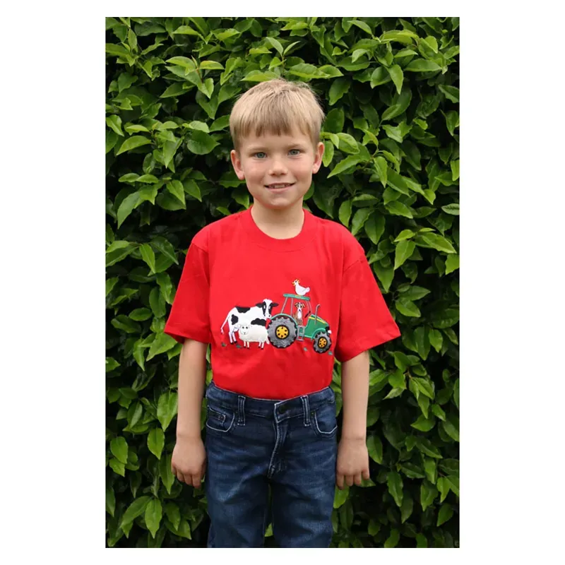 British Country Collection Childs Age 1-2 Farmyard T-Shirt in Blue