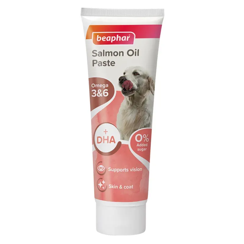 Beaphar 100g Salmon Oil Paste For Dogs in Pink