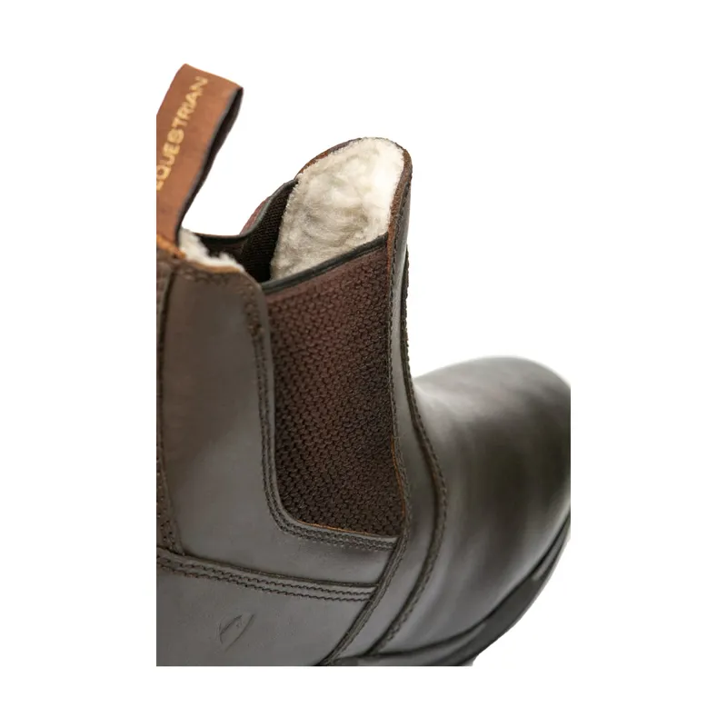 Hy Equestrian Fleece Lined Wax Leather Jodhpur Boot - - Brown-2