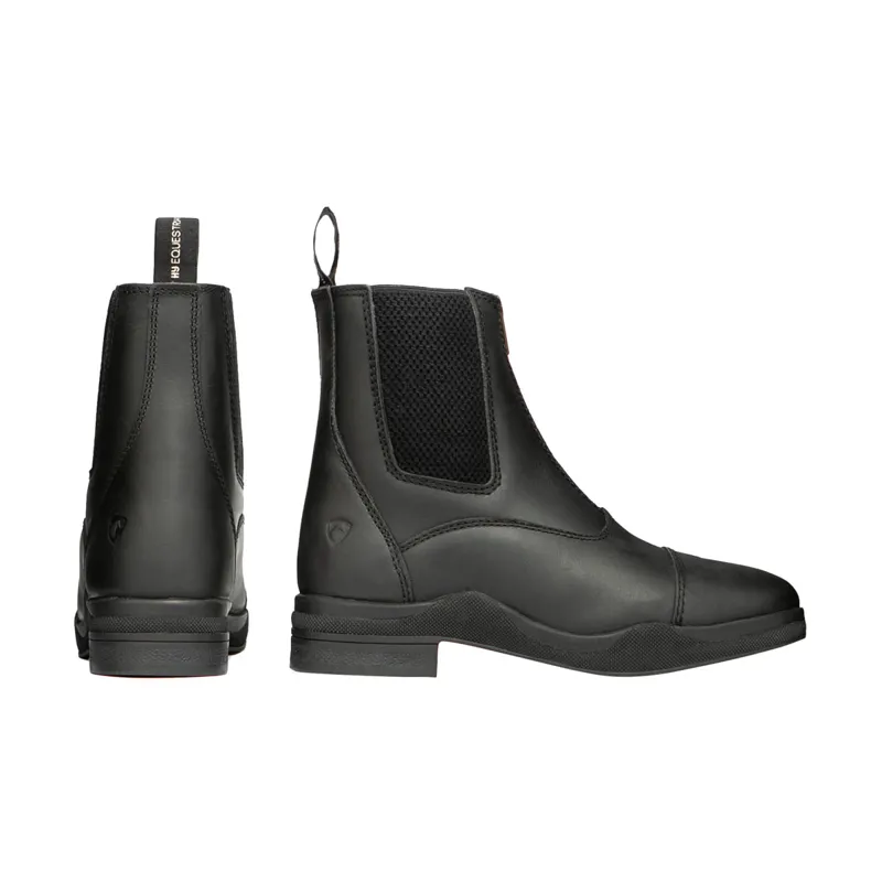 Hy Equestrian Fleece Lined Wax Leather Zip Jodhpur Boot - - Black