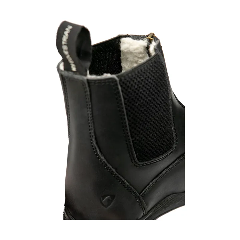 Hy Equestrian Fleece Lined Wax Leather Zip Jodhpur Boot - - Black-2