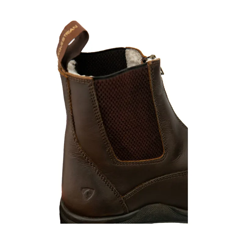 Hy Equestrian Fleece Lined Wax Leather Zip Jodhpur Boot - - Brown-2