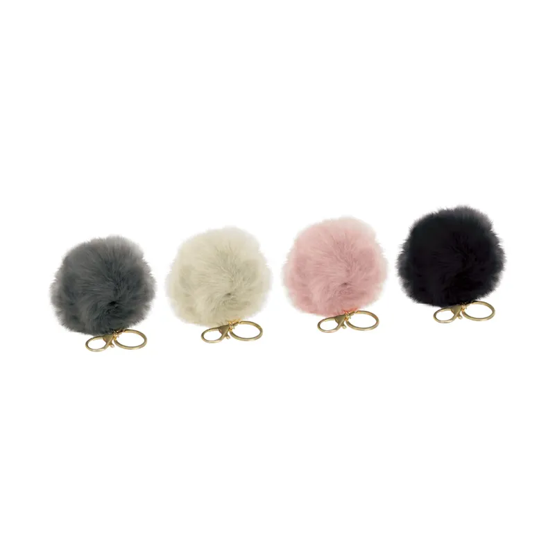 Hy Equestrian Faux Fur Pom Pom Key Ring - Pink