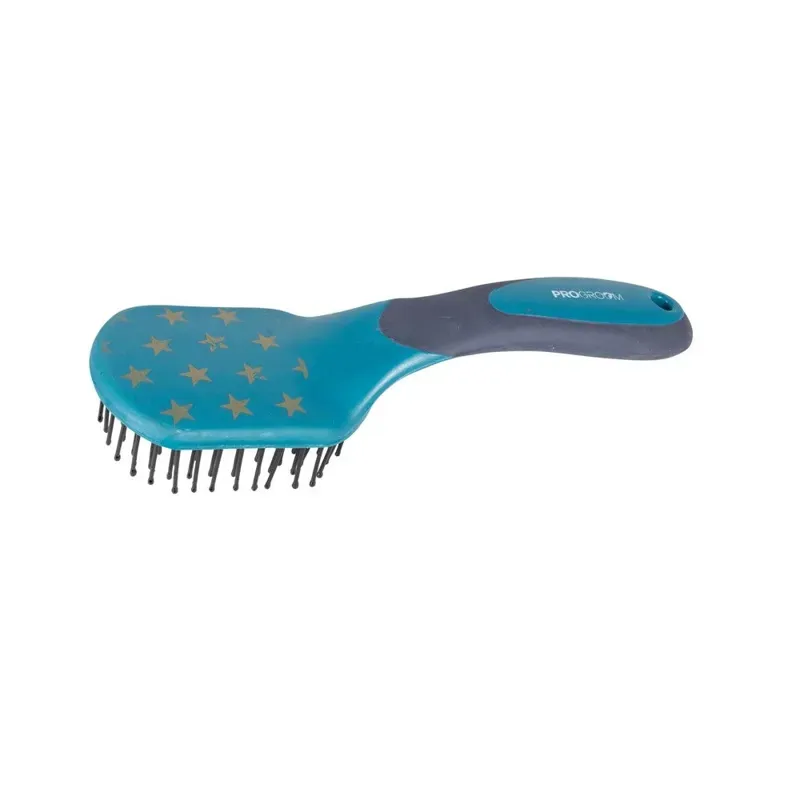 Hy Equestrian 23.8 x 7.3cm ProGroom Star Easy Grip Mane and Tail Brush in Teal/Navy
