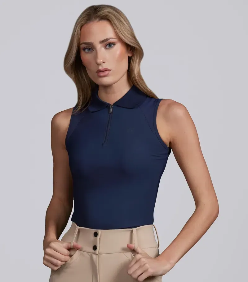 Premier Equine Int. Ltd. Prospero Sleeveless Polo Top in Navy