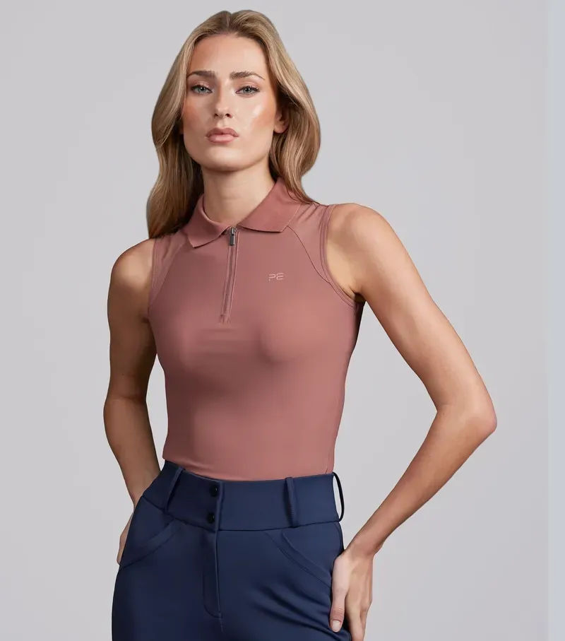 Premier Equine Int. Ltd. Prospero Sleeveless Polo Top in Rosewood