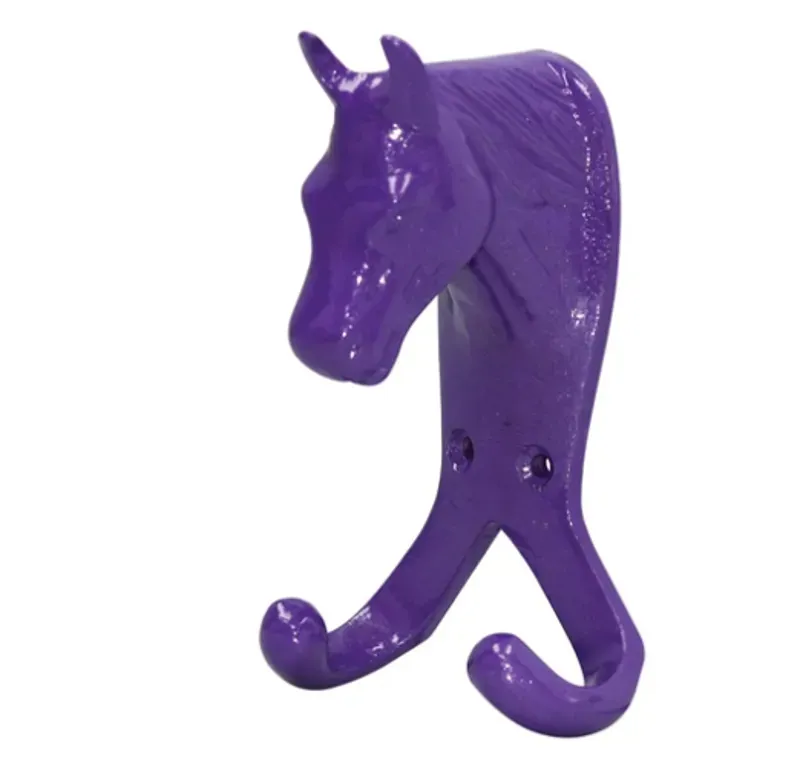 Perry Equestrian Horse Head Double Stable/Wall Hook in Purple