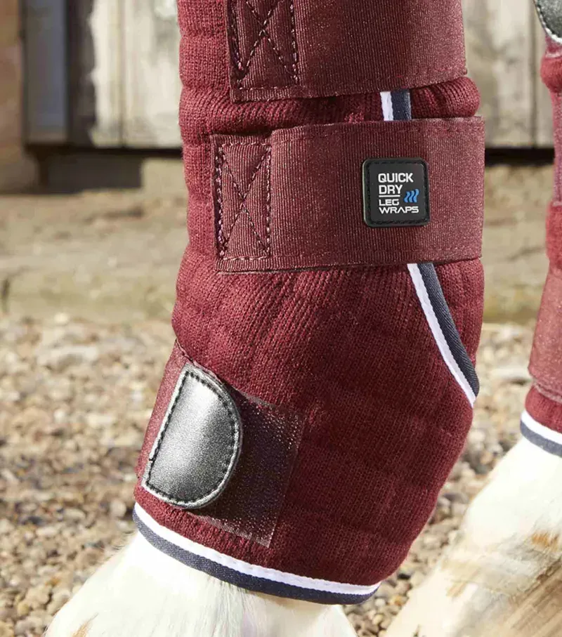 Premier Equine Quick Dry Horse Leg Wraps in Burgundy-4