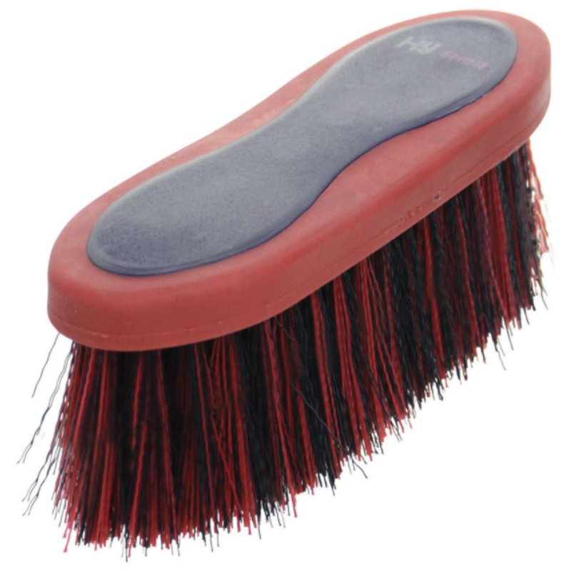 Hy Shine Pro Groom Long Bristle Dandy Brush in Navy/Red