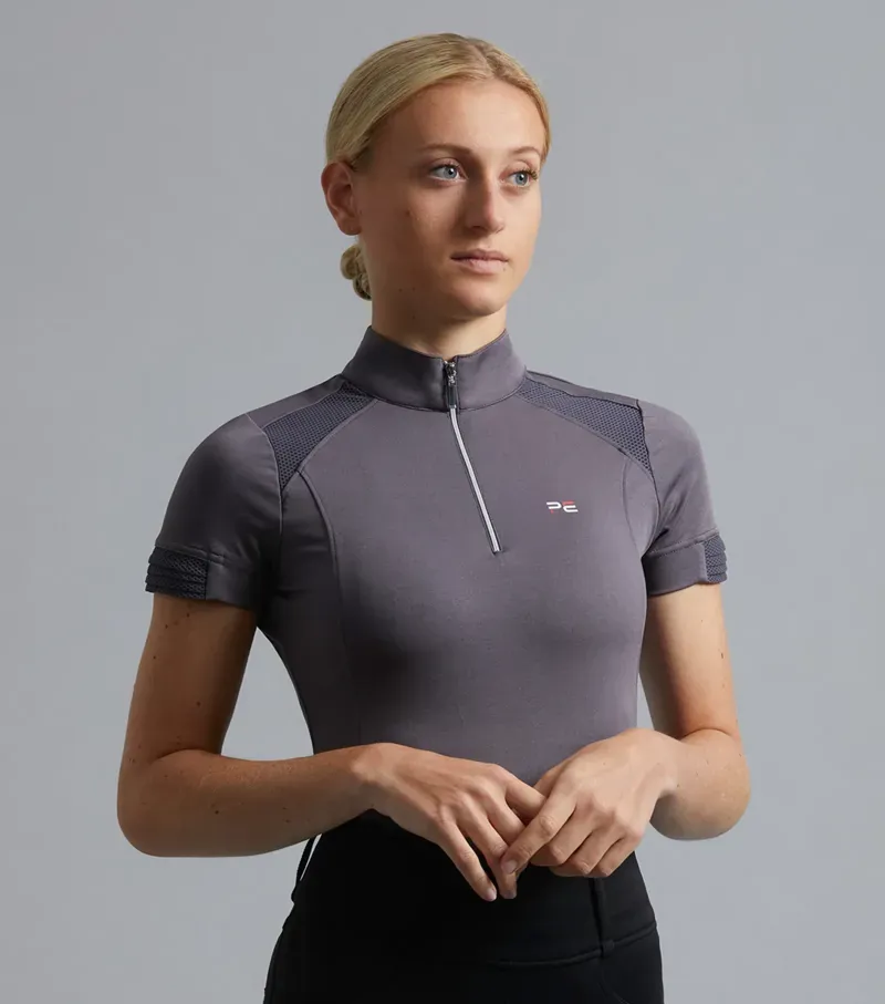 Premier Equine Respiro Riding Polo Shirt in Anthracite Grey