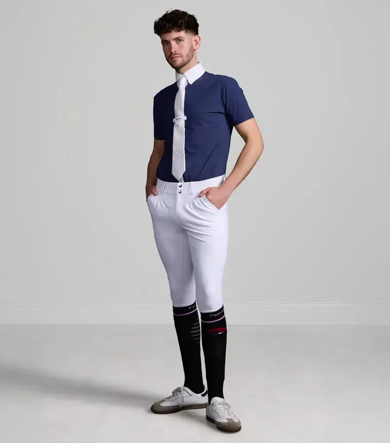 Premier Equine Mens Rubato Short Sleeve Show Shirt in Navy-1