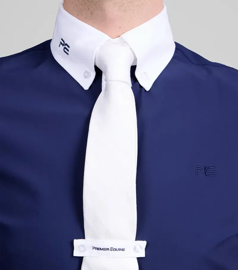 Premier Equine Mens Rubato Short Sleeve Show Shirt in Navy-3