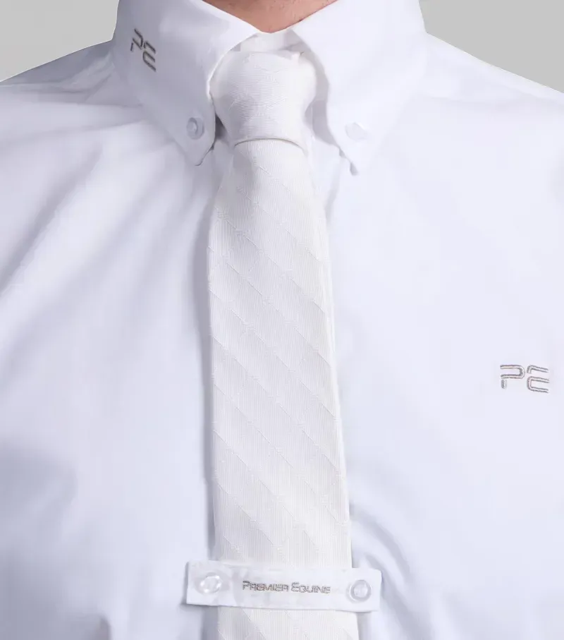 Premier Equine Mens Rubato Short Sleeve Show Shirt in White-3