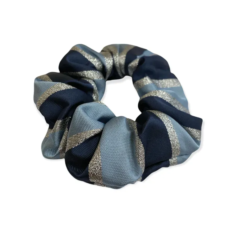 Hair Scrunchie - Lurex Stripe - Navy/