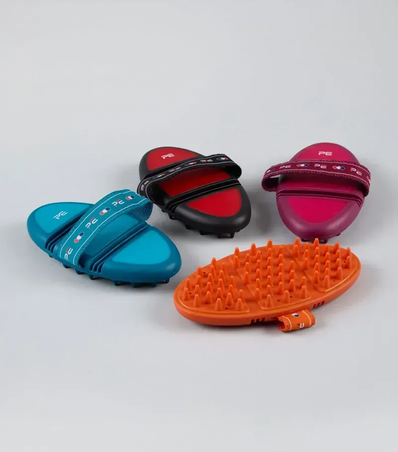 Premier Equine Soft-Touch Flexi Massage Brush in Orange Amber-2