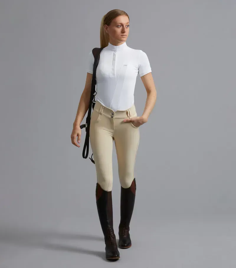 Premier Equine Ladies Sophia Full Seat High Waist Competition Riding Breeches in Vanilla-1