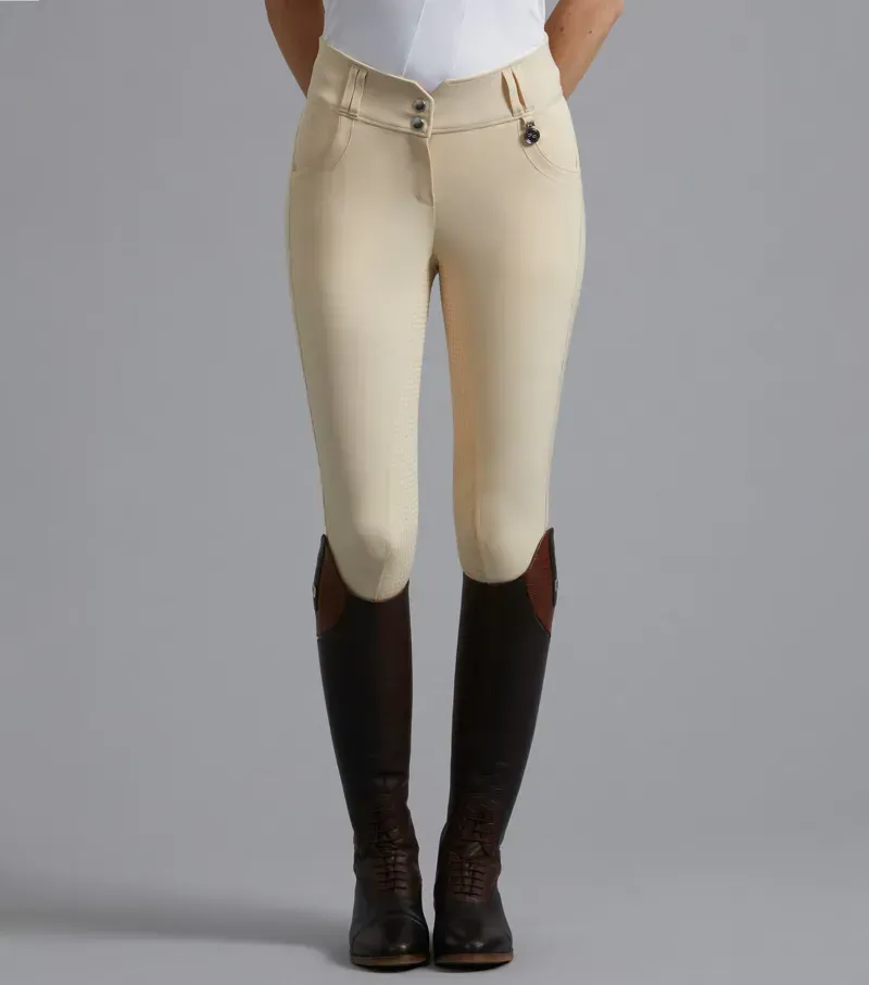 Premier Equine Ladies Sophia Full Seat High Waist Competition Riding Breeches in Vanilla-2