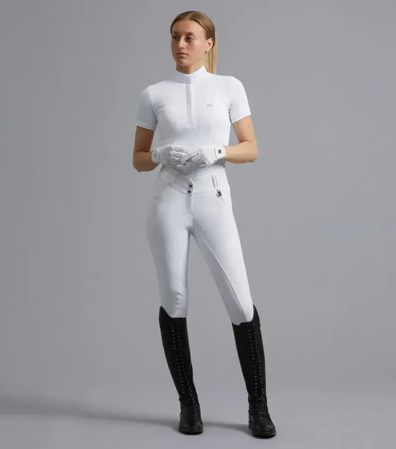 Premier Equine Ladies Sophia Full Seat High Waist Competition Riding Breeches in White