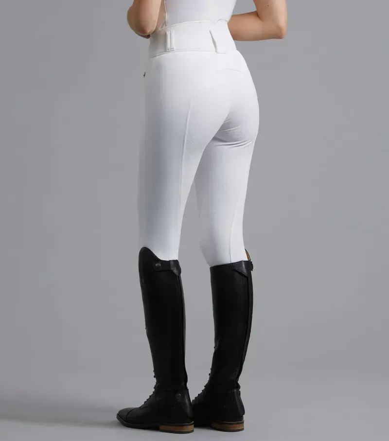 Premier Equine Ladies Sophia Full Seat High Waist Competition Riding Breeches in White-3